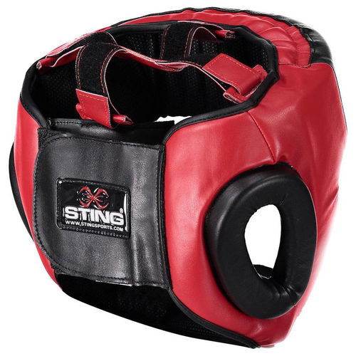 Sting Armalite Full Face Boxing Head Guard-Black / Red-Small