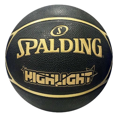 Spalding Highlight Black/Gold Rubber Outdoor Basketball, Size 7 (29.5