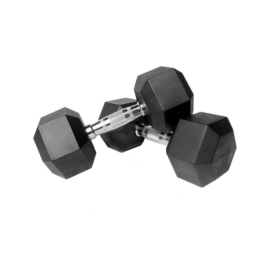 Body Sculpture Hex Rubber Dumbbell With Chrome Handle-2Kg-Pair