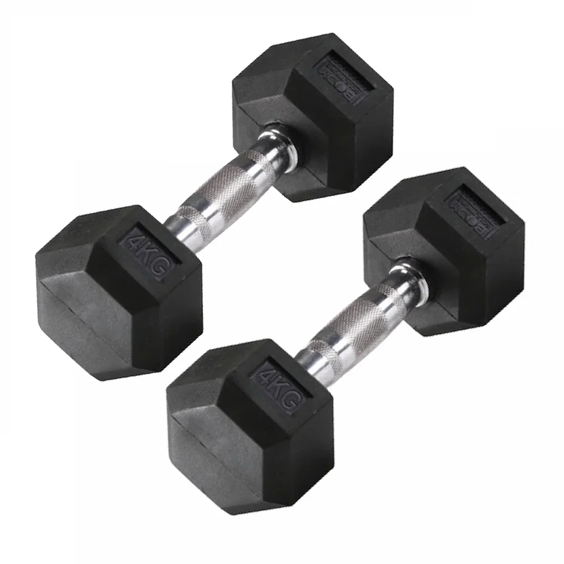 Body Sculpture Hex Rubber Dumbbell With Chrome Handle - 4 Kg - Pair