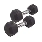 Body Sculpture Hex Rubber Dumbbell With Chrome Handle - 6 Kg - Pair
