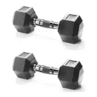 Body Sculpture Hex Rubber Dumbbell With Chrome Handle - 7 Kg - Pair