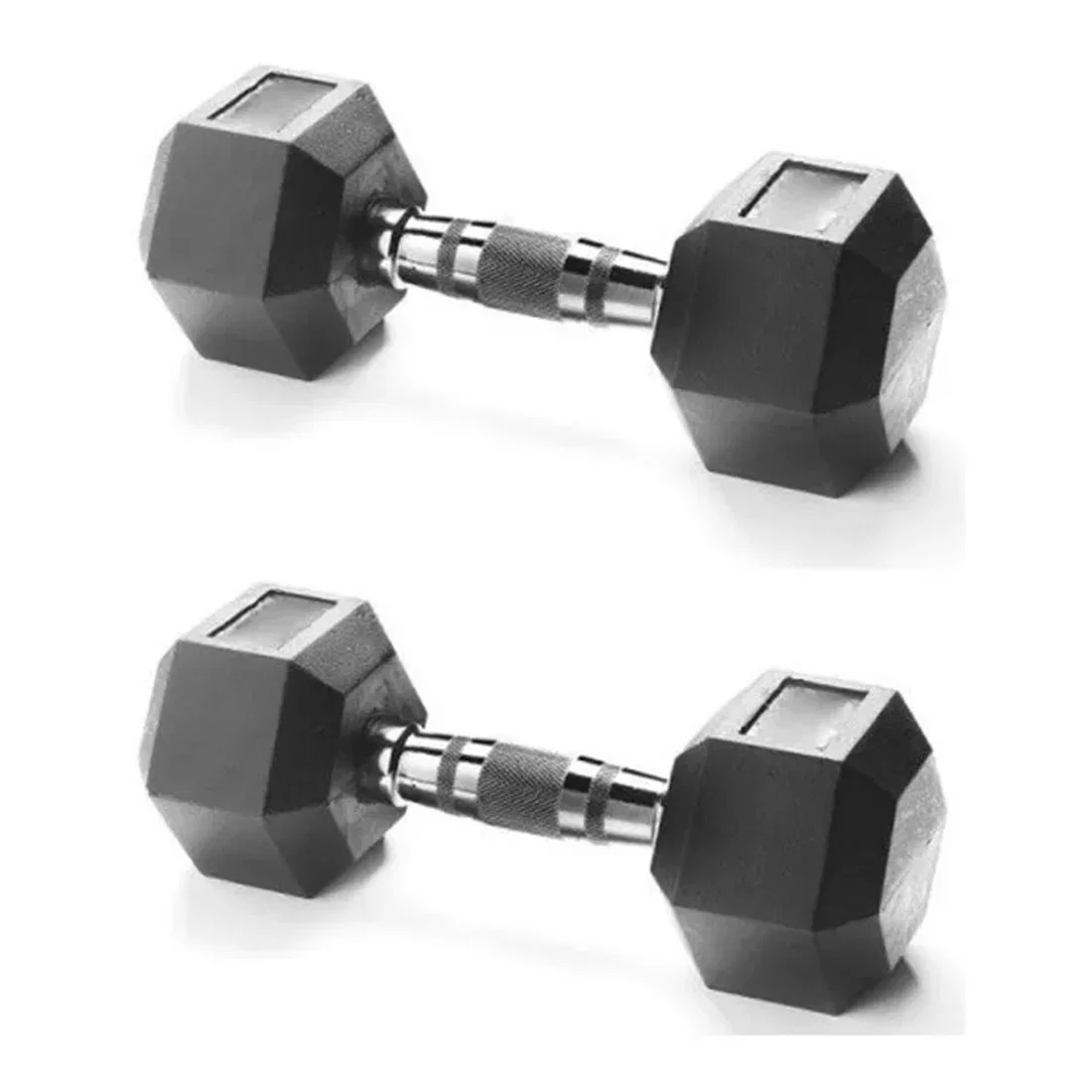 Body Sculpture Hex Rubber Dumbbell With Chrome Handle - 7 Kg - Pair
