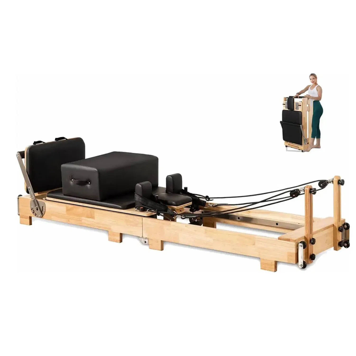 Vox Fitness Folding Pilates Reformer Solid Wood Core Bed