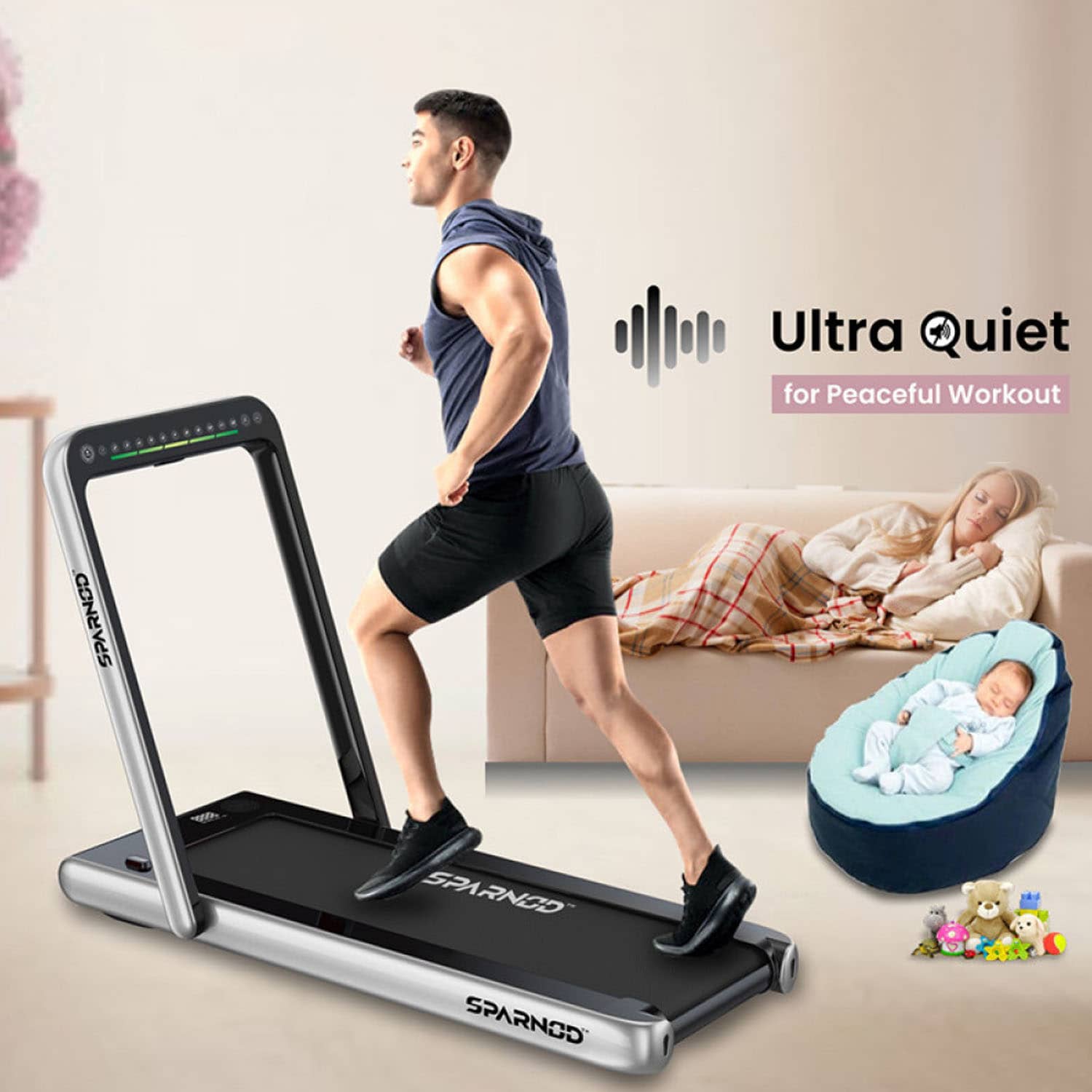 Sparnod discount foldable treadmill