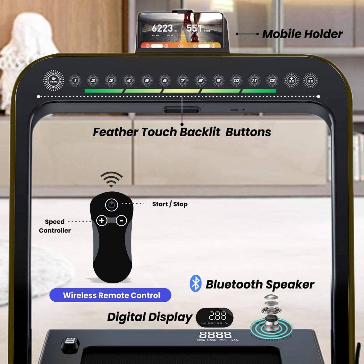 Sparnod Fitness 2 in 1 Foldable Treadmill - 2.25 HP | DC Motor - Red