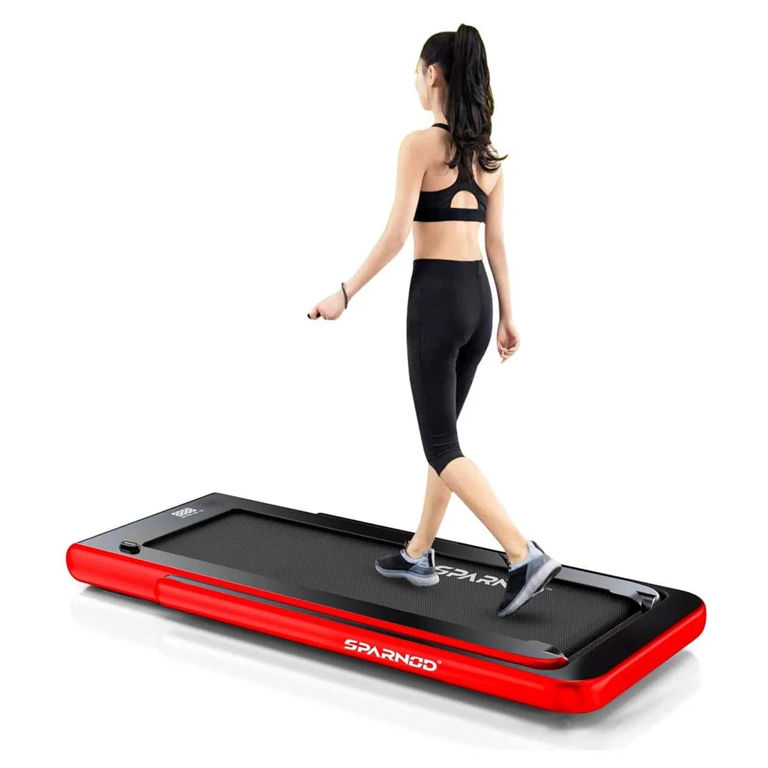 Sparnod Fitness 2 in 1 Foldable Treadmill - 2.25 HP | DC Motor - Red