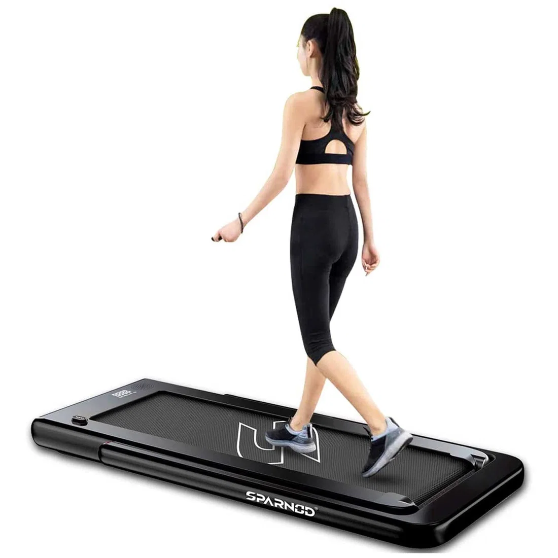 Sparnod Fitness 2 in 1 Foldable Treadmill - 2.25 HP | DC Motor - Black