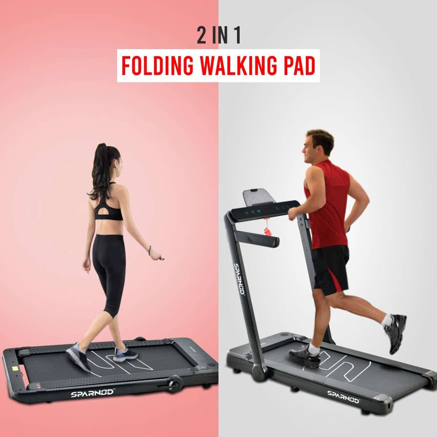 Sparnod Fitness STH-3060 (4 HP DC Motor) Foldable  Home Use Treadmill