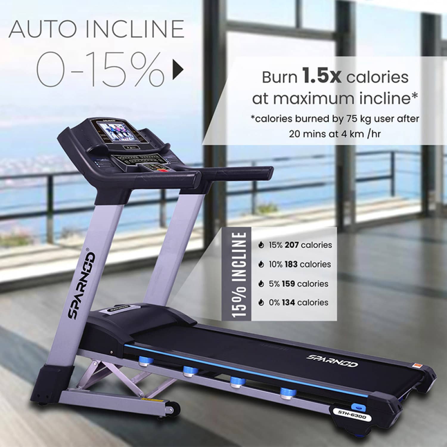 Sparnod Fitness STH-6300 Treadmill 4HP DC Motor