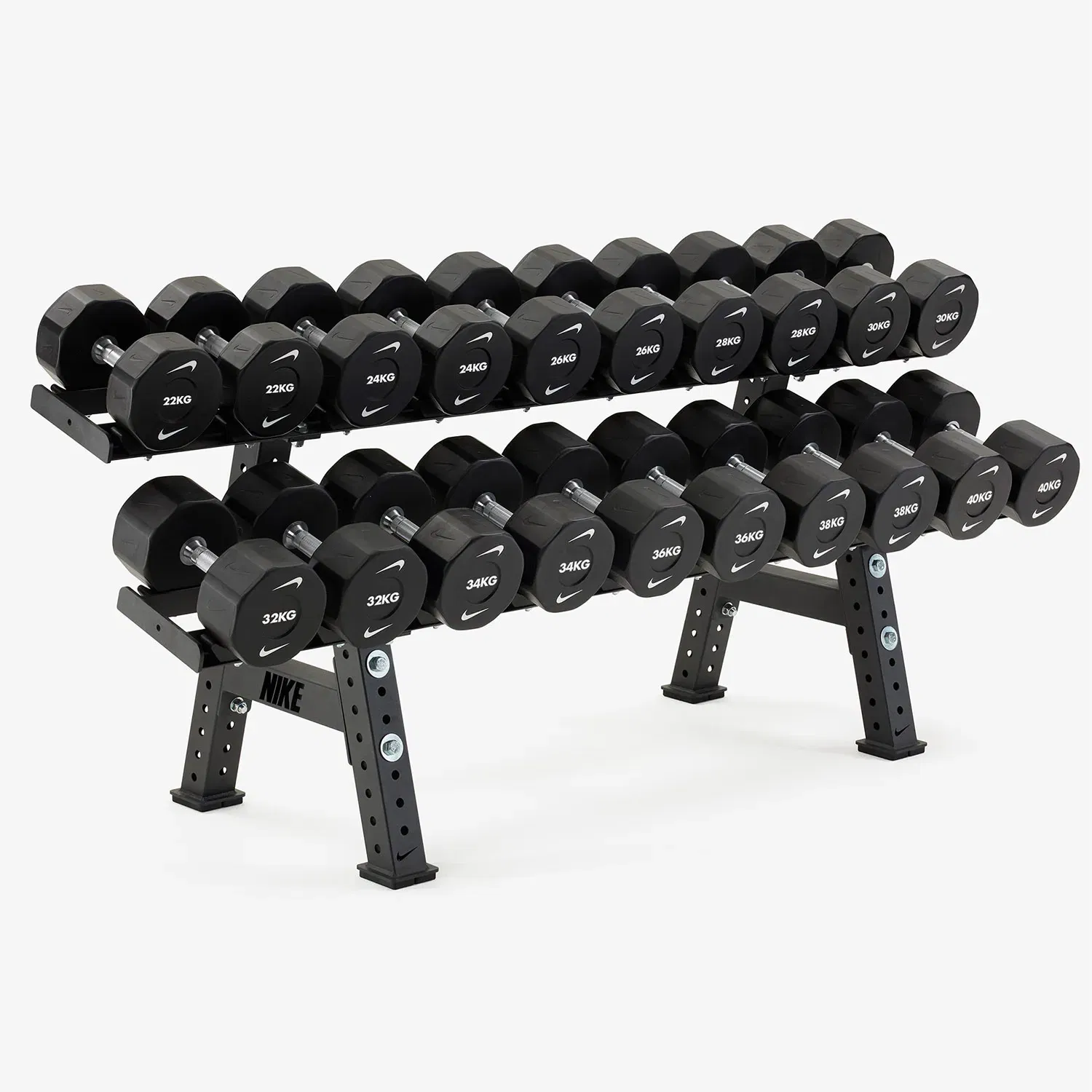 Nike Strength Premium 2-Tier Pro Urethane Dumbbell Rack Set