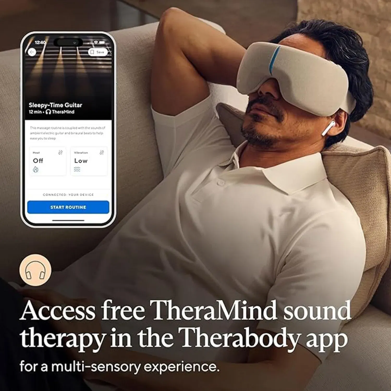 Therabody SmartGoggles White Therapeutic Smart Eye Mask and Massager