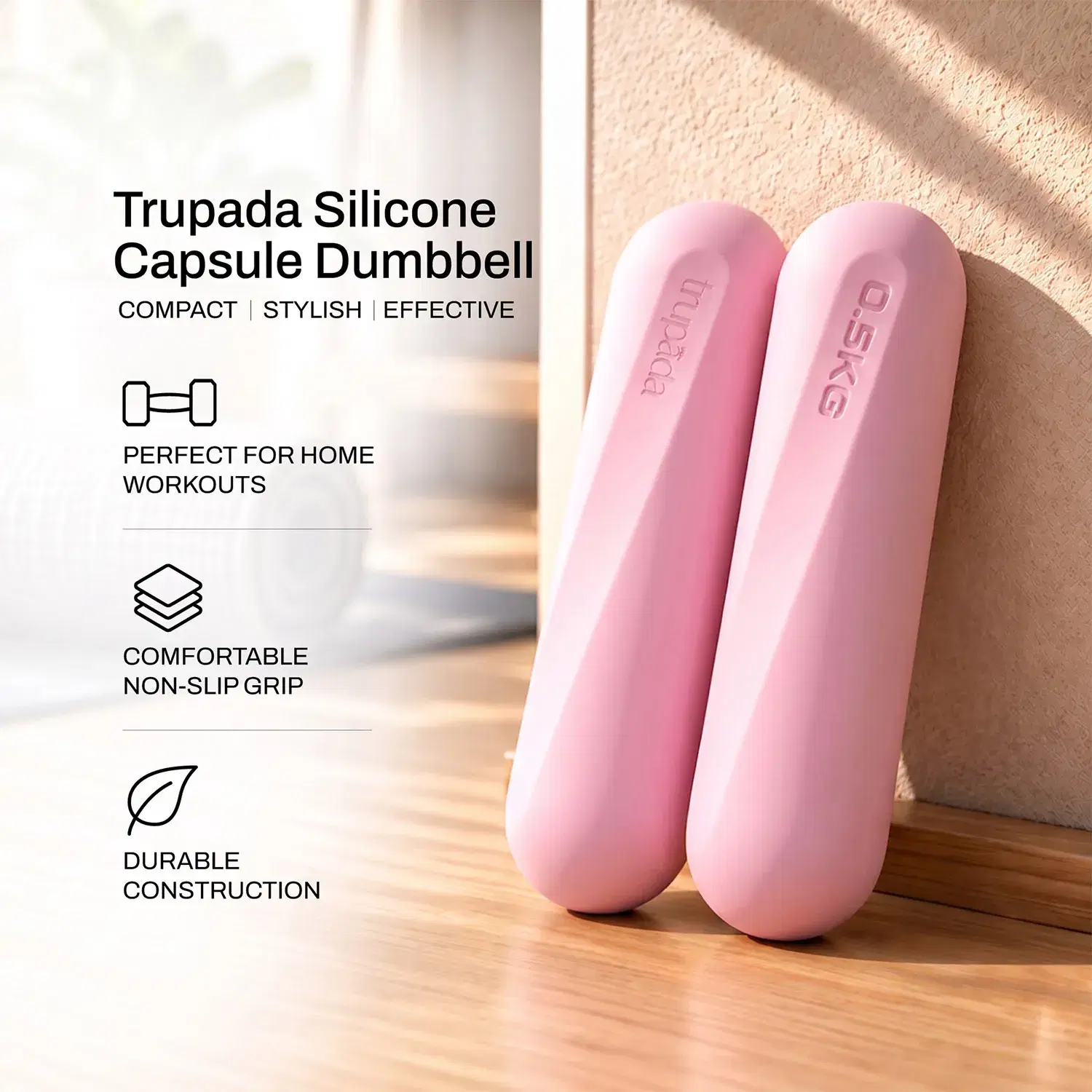 Trupada Pink Silicone Capsule Dumbbells Lifestyle