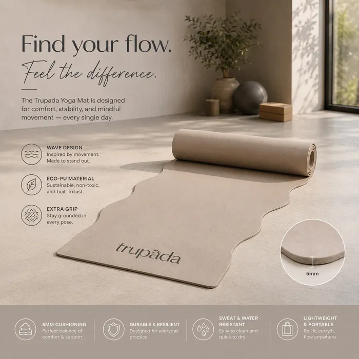 Stretching on the Mocha Trupada wavy yoga mat