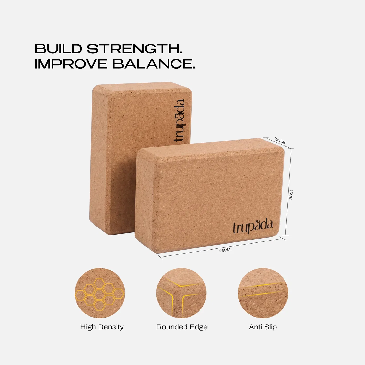 Trupada Cork Yoga Block for yoga balance and support