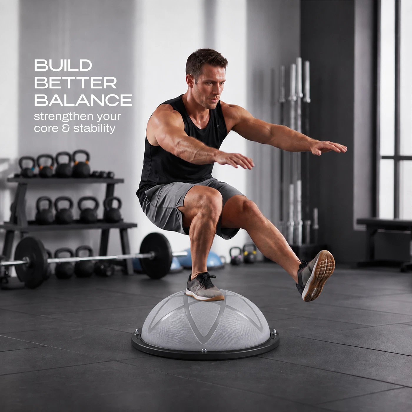 Balance training using Trupada PVC Bosu Ball 58cm