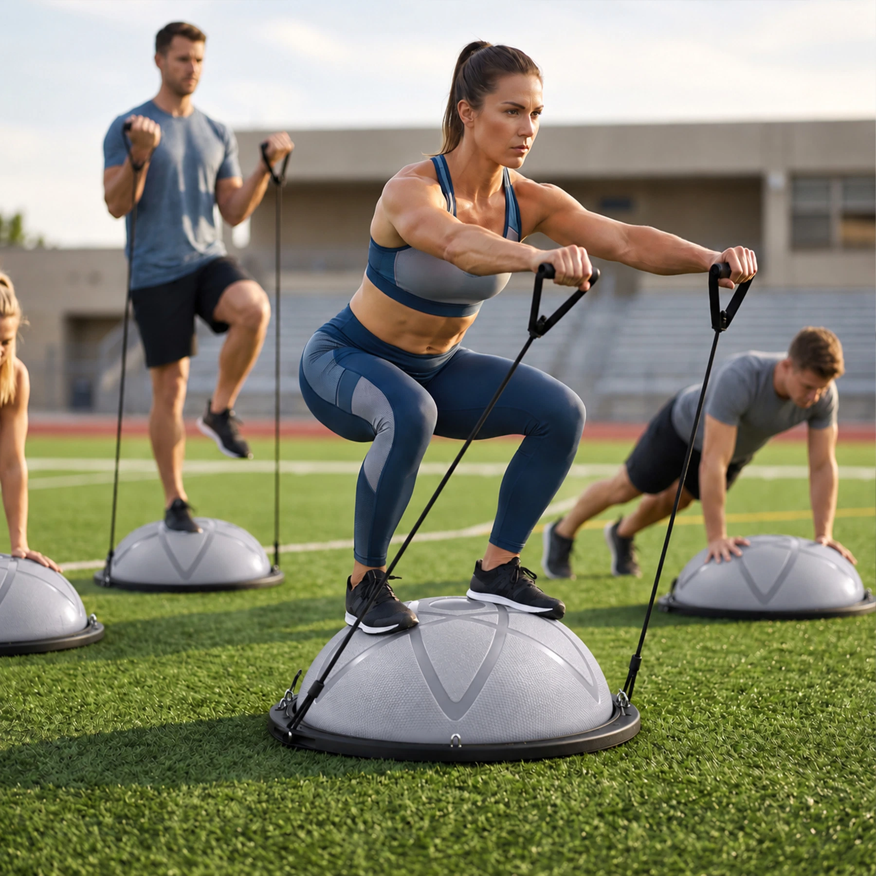 Group balance training with Trupada PVC Bosu Ball 58cm
