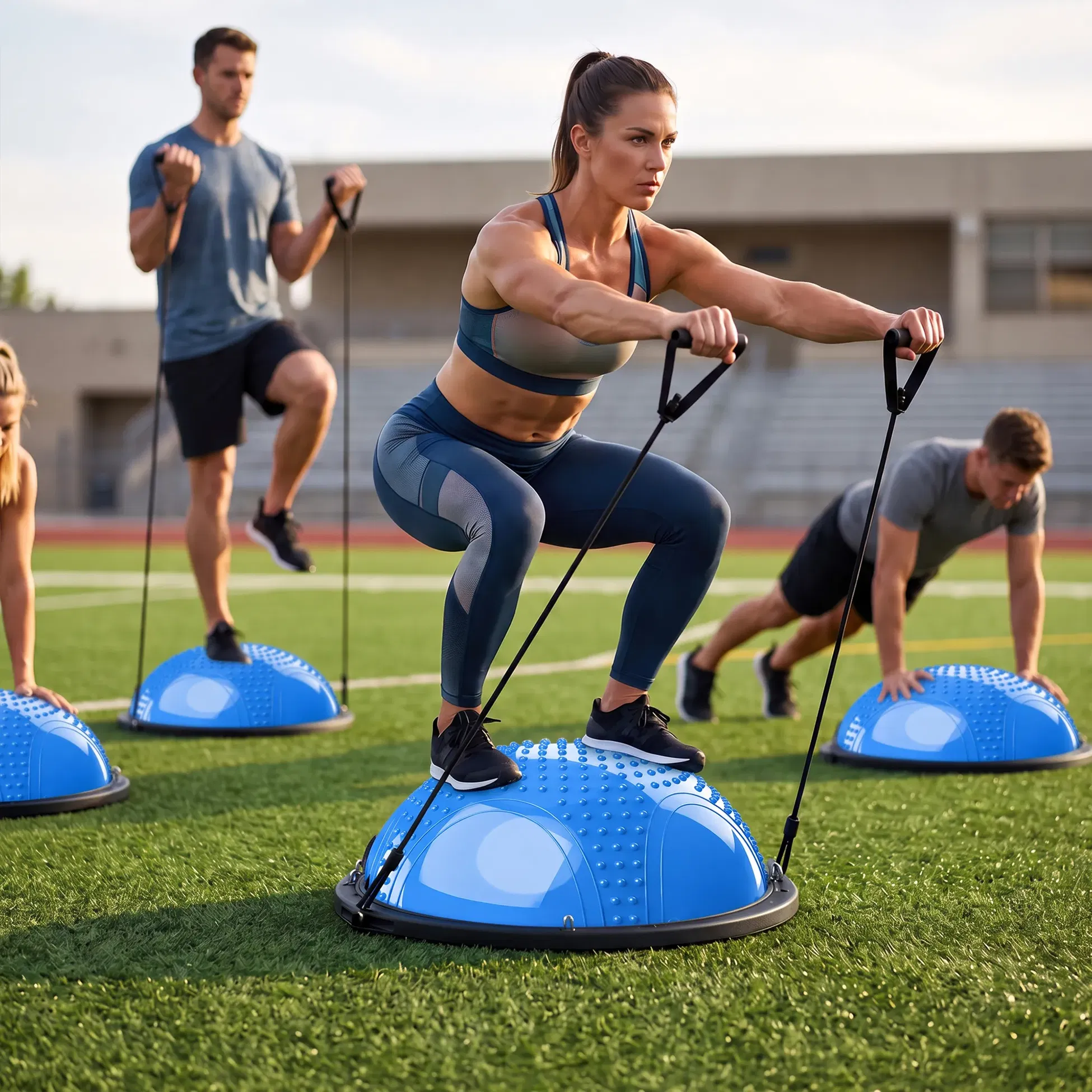Group fitness training using Trupada PVC Bosu Ball 58cm