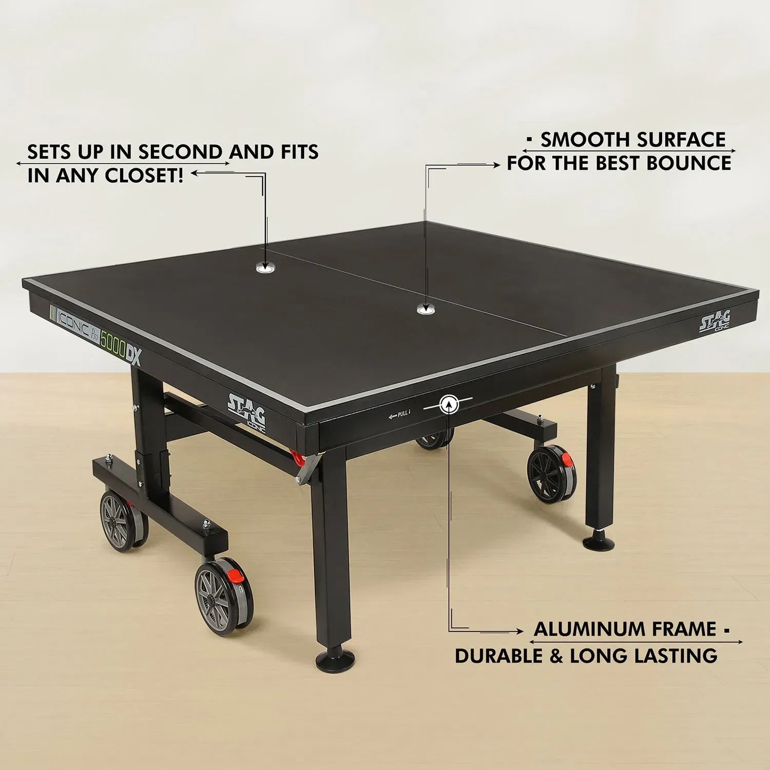 Stag Iconic 5000 DX Table Tennis Table - Unmatched Performance & True Ball Bounce