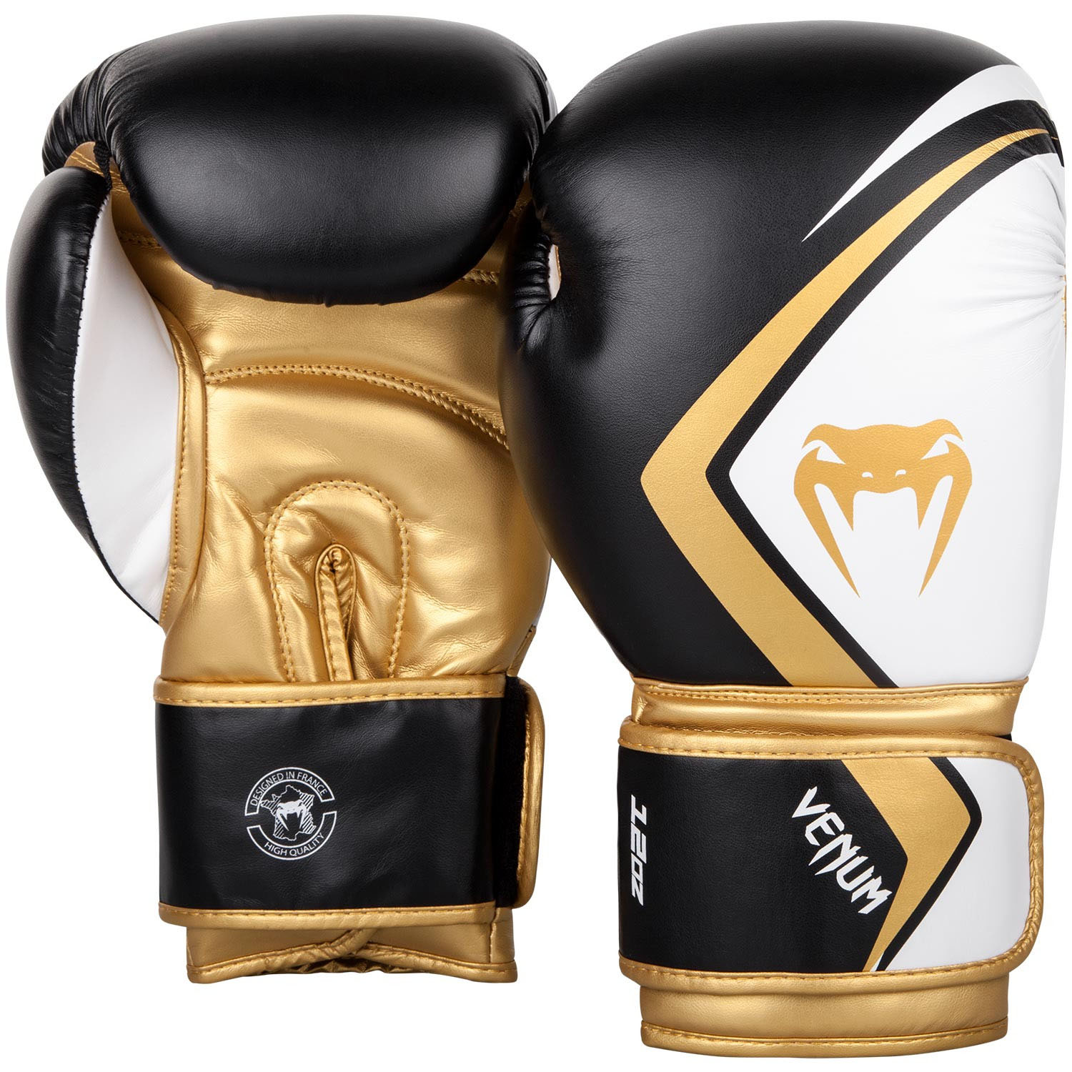 Venum Contender 2.0 Boxing Gloves - Black-White-Gold - 14Oz