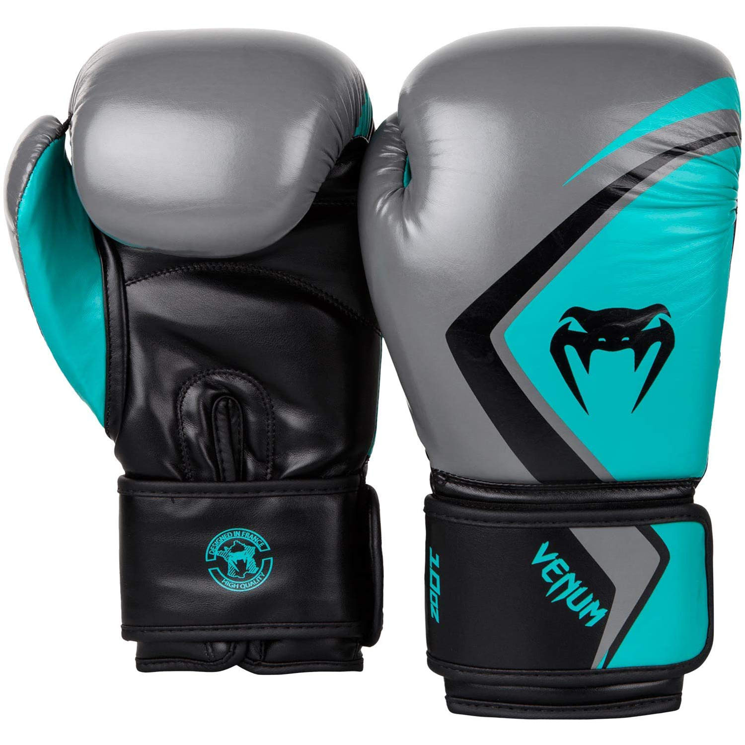 Venum Contender 2.0 Boxing Gloves - Grey-Turquoise-Black - 10Oz