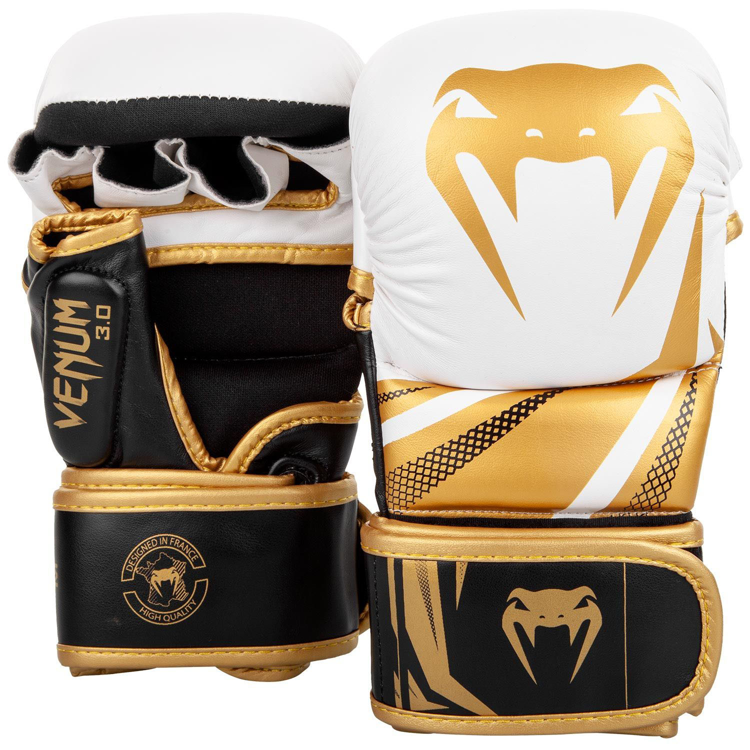 Venum Challenger 3.0 MMA Sparring Gloves - White-Black-Gold - L/XL