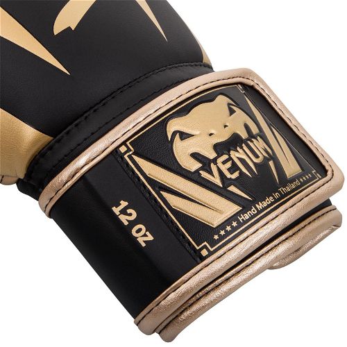 Venum Elite Boxing Gloves-Black-Gold-10Oz