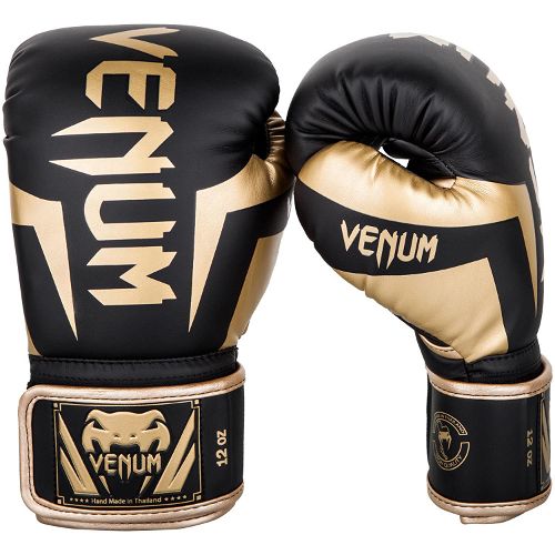 Venum Elite Boxing Gloves-Black-Gold-10Oz