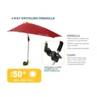 SKLZ Versa - Brella SPF 50+ Adjustable Umbrella with Universal Clamp - Firebrick Red