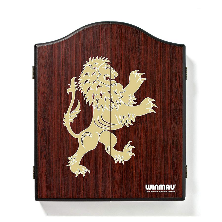 Winmau Rosewood Effect Golden Lion Dartboard Cabinet