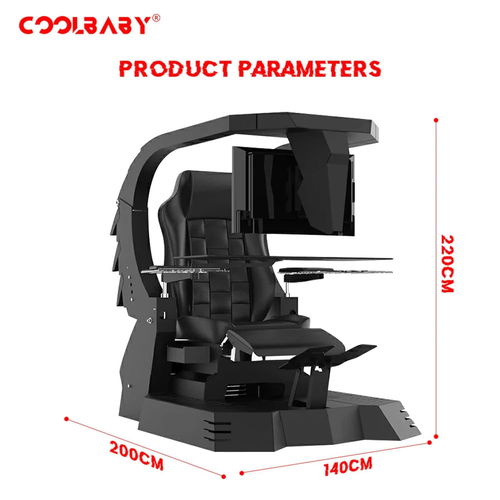 Ingrem Gaming Workstation with 3 Monitors Electrical Recline Chair-Black