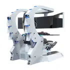 Ingrem Gaming Workstation with 3 Monitors Electrical Recline Chair - White