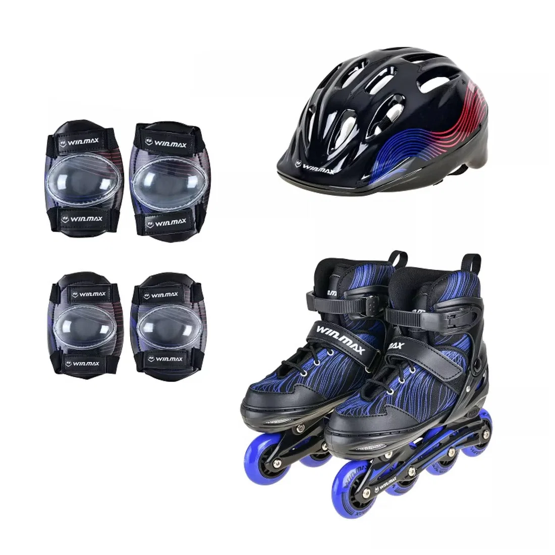 Win.Max Kinetik Inline Skate Combo Set - Blue - Medium (33-37)