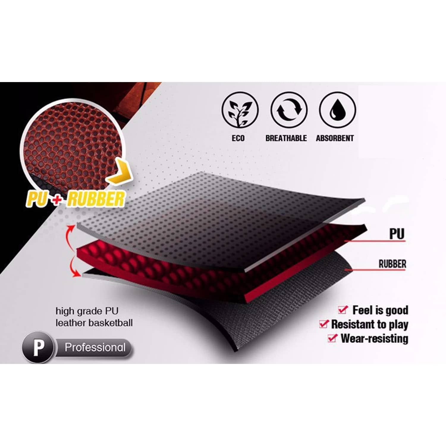 وينماكس كرة سلة احترافية من جلد البولي يوريثان عالية الجودة - مقاس 7