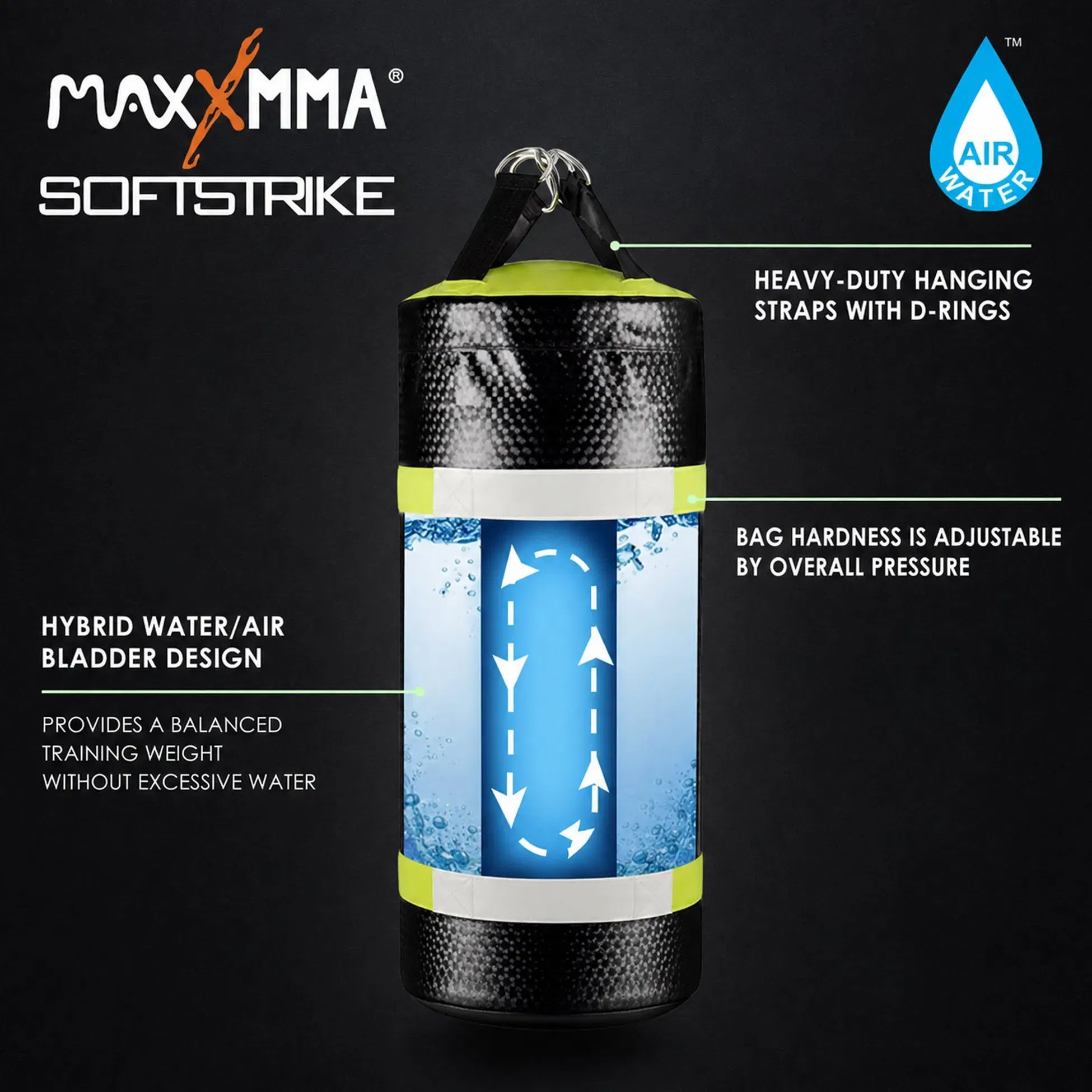 MaxxMMA 3ft Training & Fitness Heavy Bag - Black-Pink