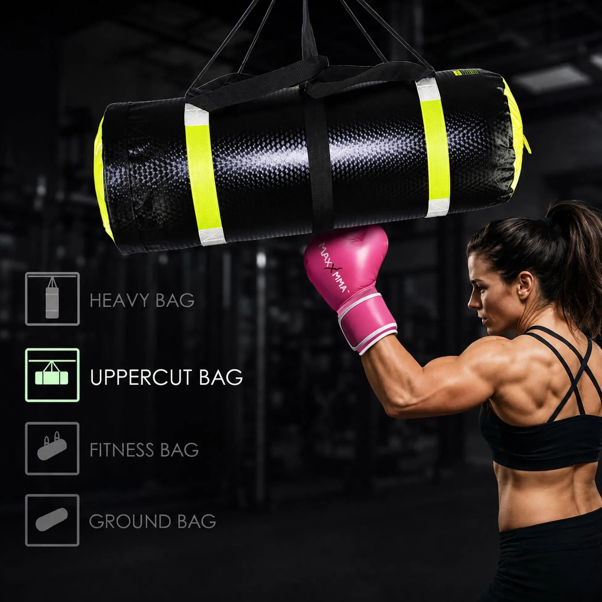 MaxxMMA 3ft Training & Fitness Heavy Bag - Black-Pink
