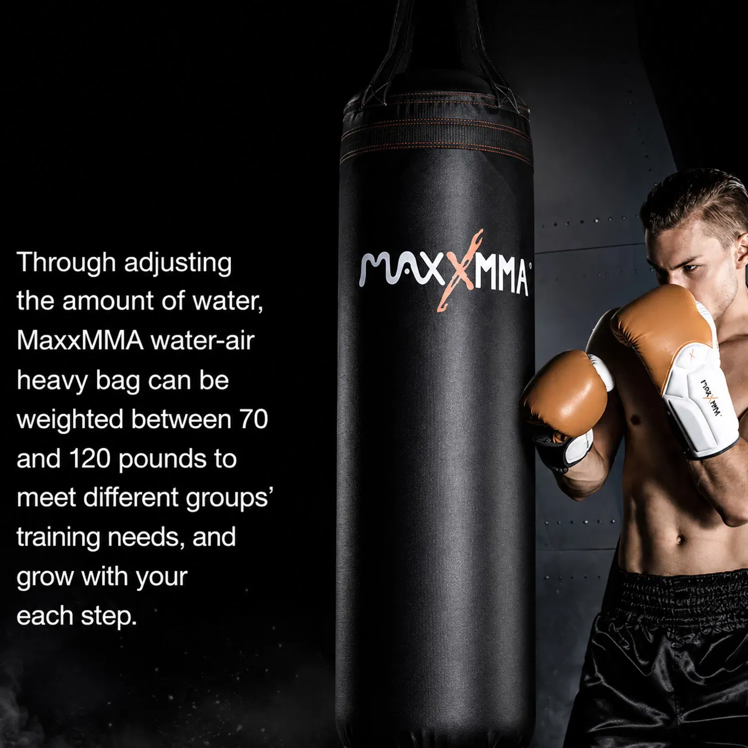 MaxxMMA 3ft Patented Water/Air Boxing Bag Shell - Brown