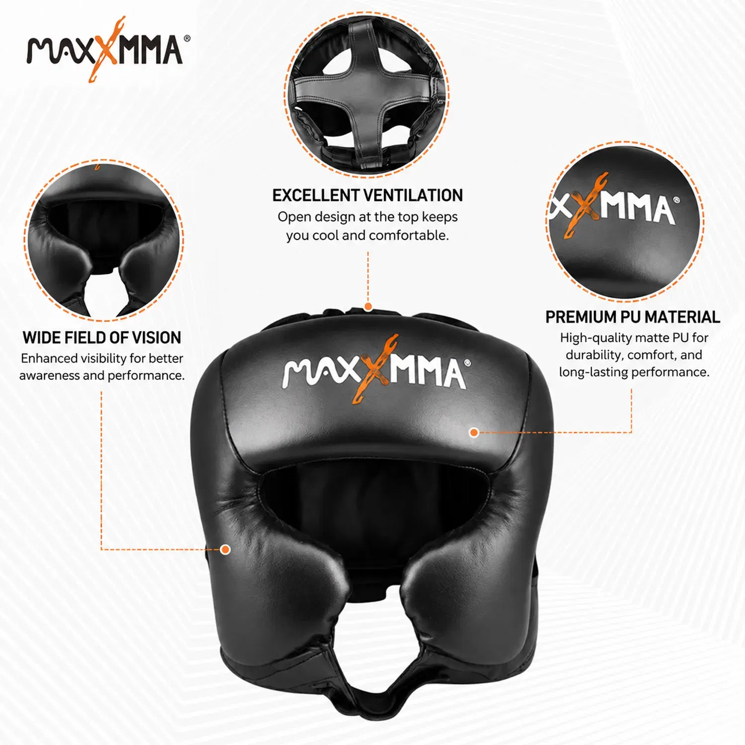 MaxxMMA Head Gear - Black - Large