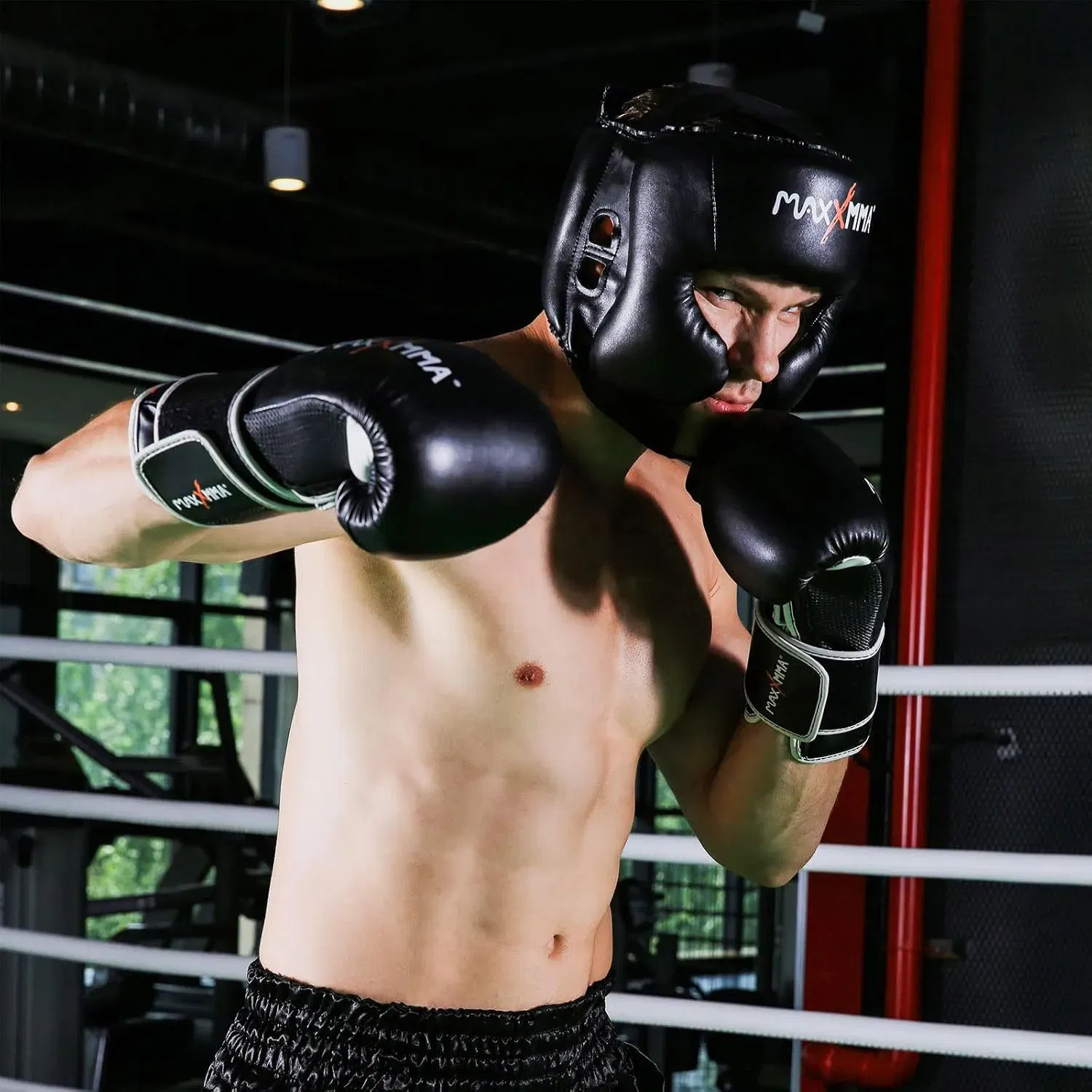 MaxxMMA Head Gear - Black - Large