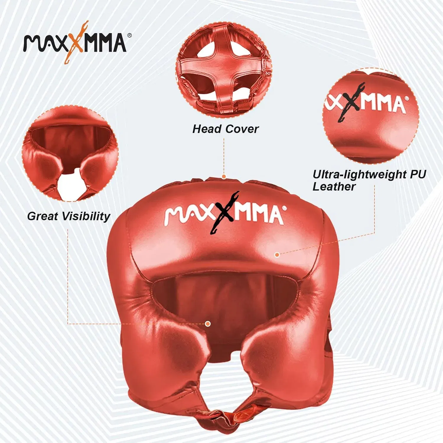 MaxxMMA Head Gear - Red - Large