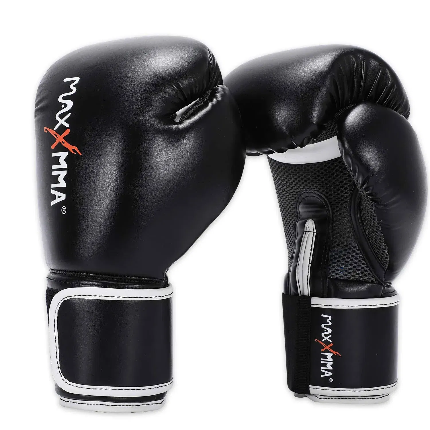 MaxxMMA Pro-Style Boxing Training Gloves - Black - 12oz