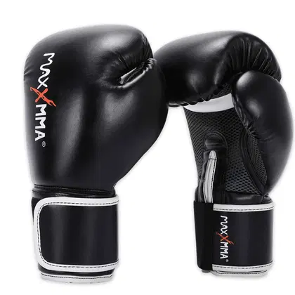 MaxxMMA Pro-Style Boxing Training Gloves - Black - 12oz