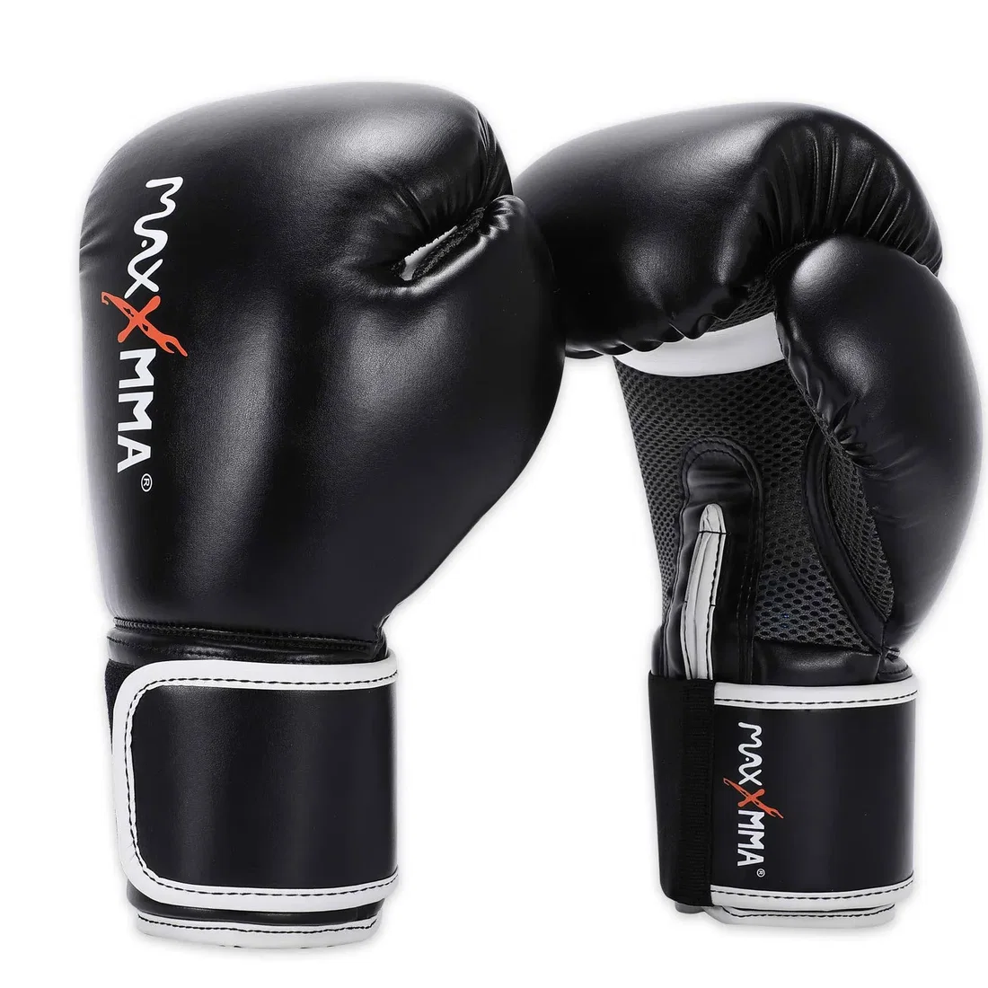 MaxxMMA Pro-Style Boxing Training Gloves - Black - 12oz