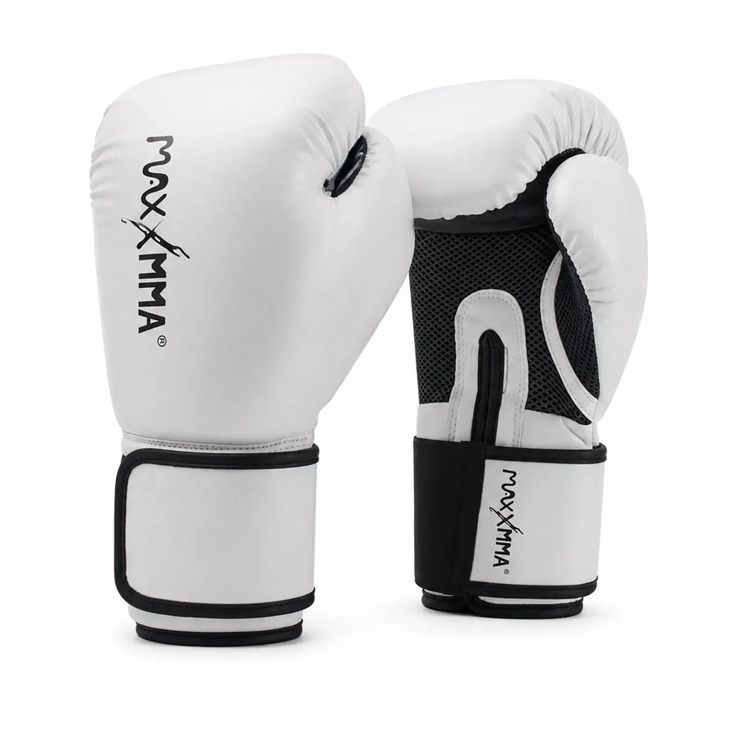 MaxxMMA Pro-Style Boxing Training Gloves - White - 12oz