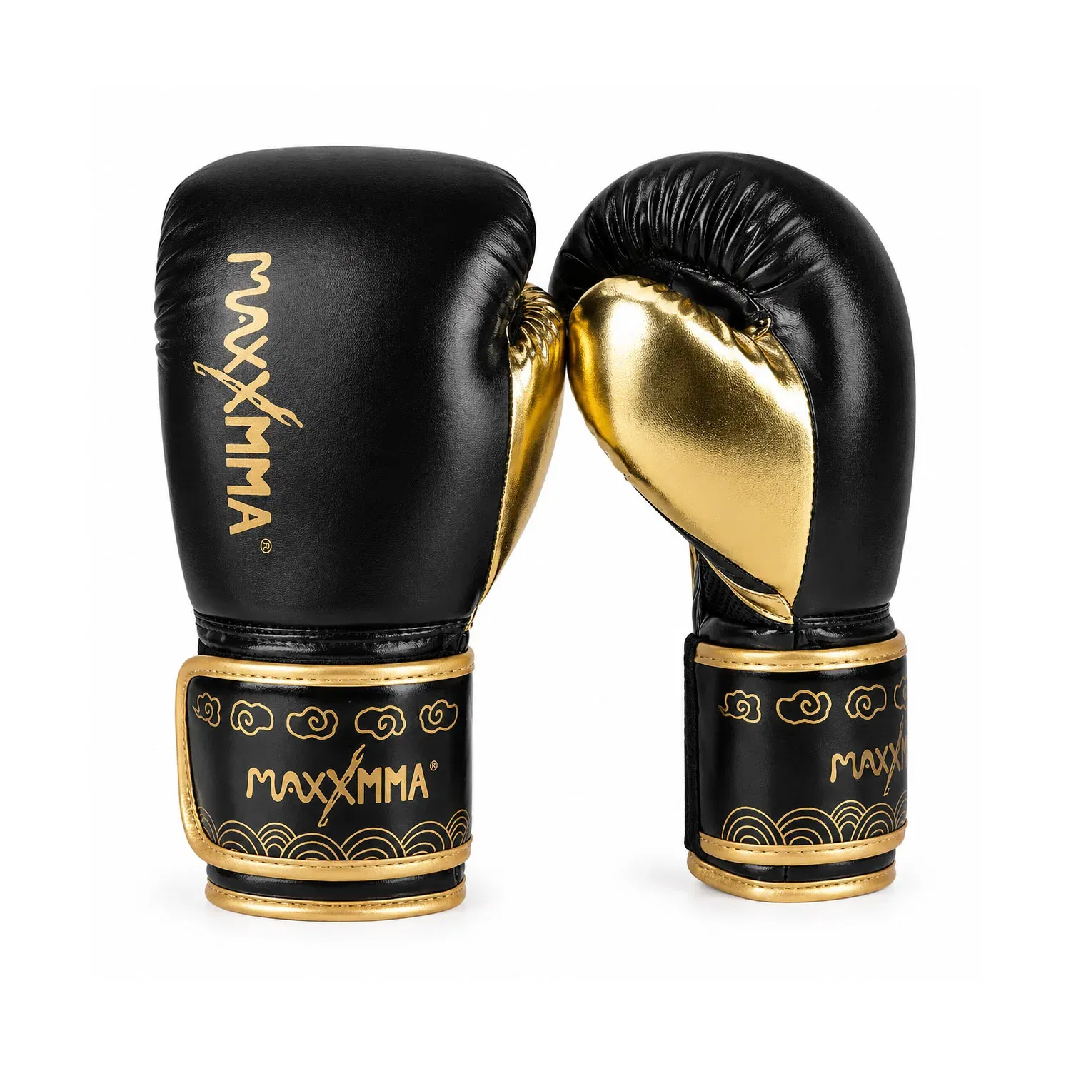 MaxxMMA Pro-Style Boxing Training Gloves - Metallic Black - 12oz