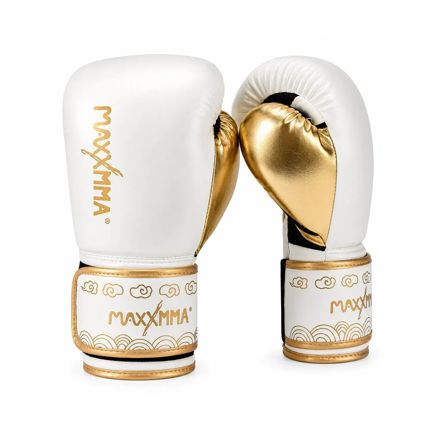 MaxxMMA Pro-Style Boxing Training Gloves - Metallic White - 12oz