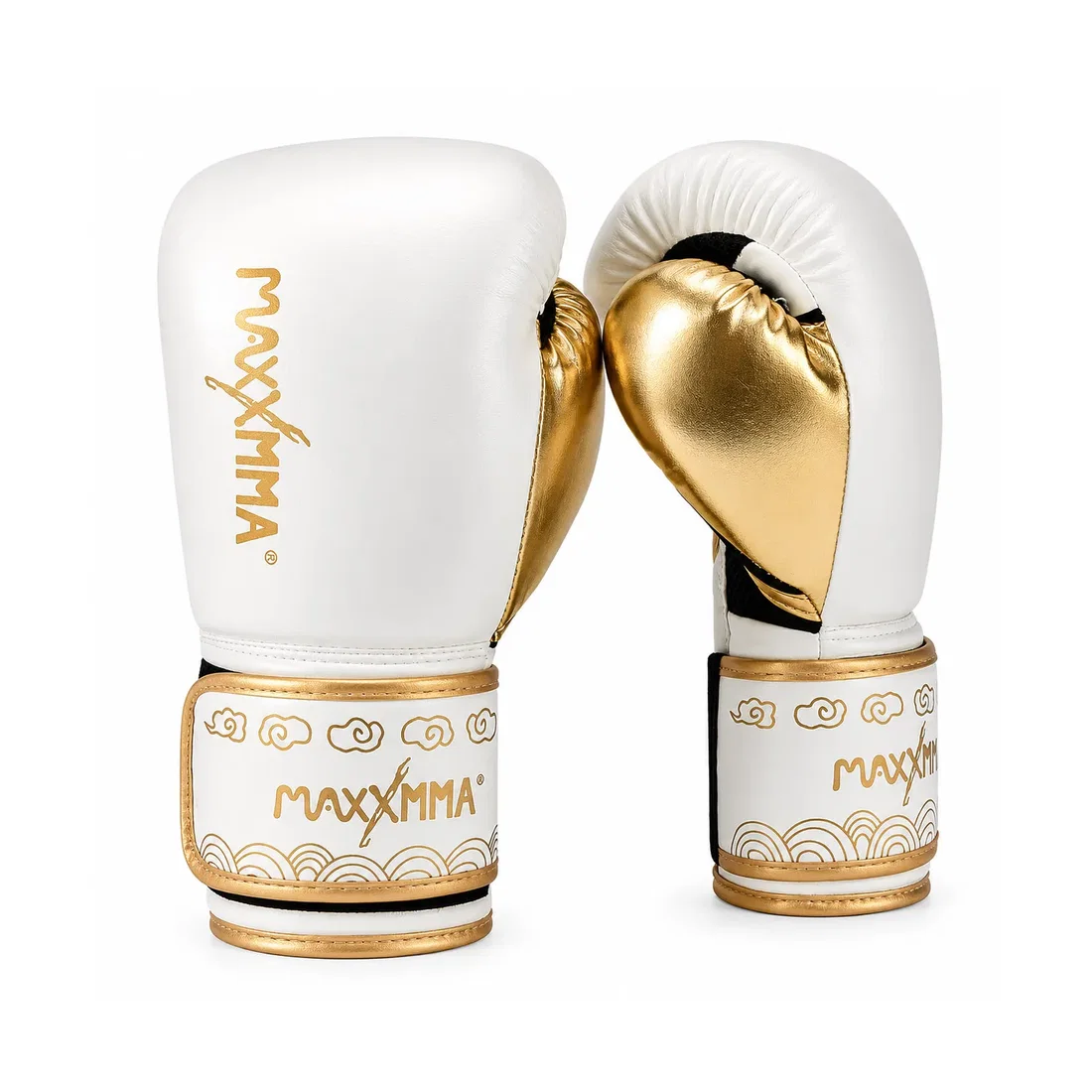 MaxxMMA Pro-Style Boxing Training Gloves - Metallic White - 12oz