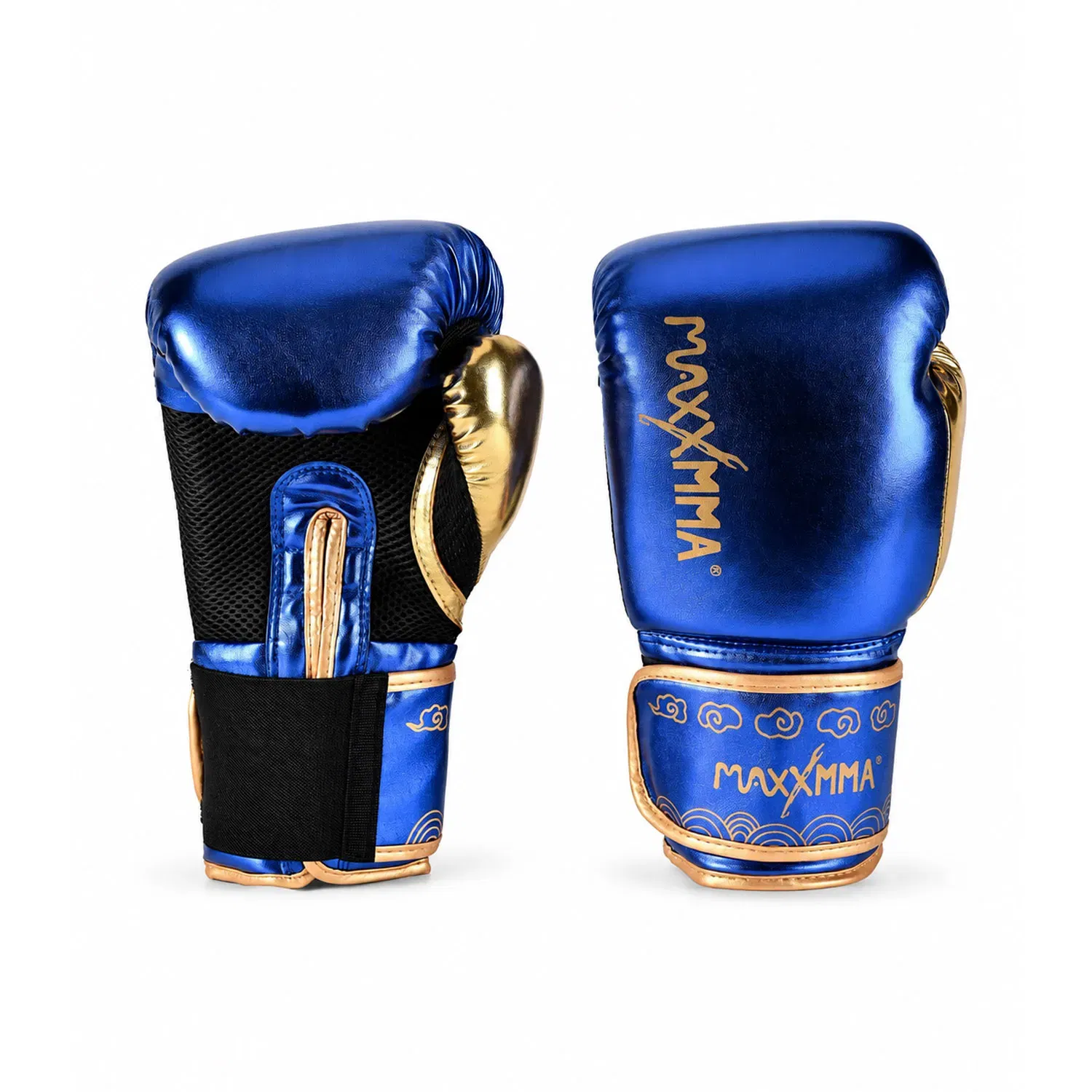 MaxxMMA Pro-Style Boxing Training Gloves - Metallic Blue - 8oz