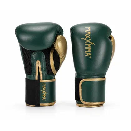 MaxxMMA Pro-Style Boxing Training Gloves - Blackish Green - 14oz