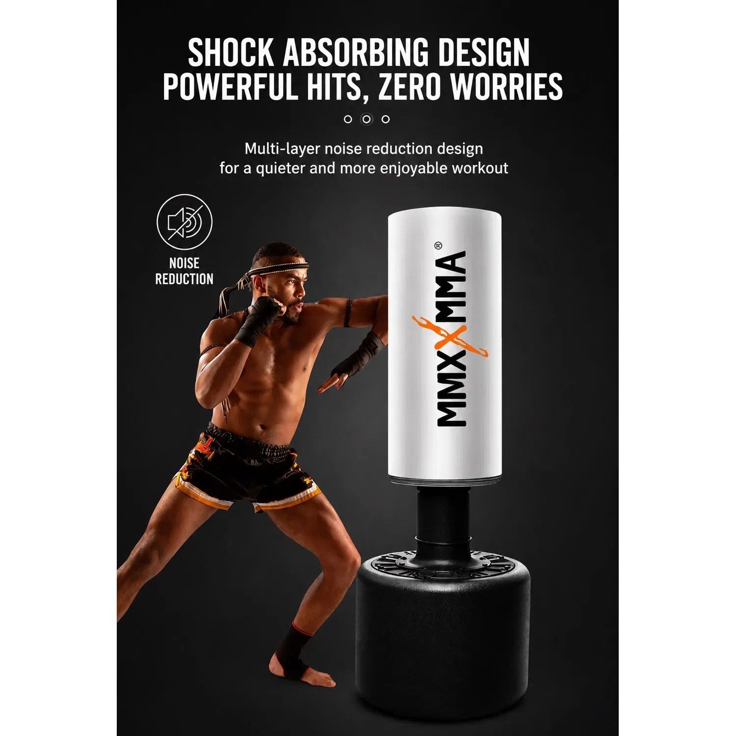 MaxxMMA Free Standing Heavy Bag Silver